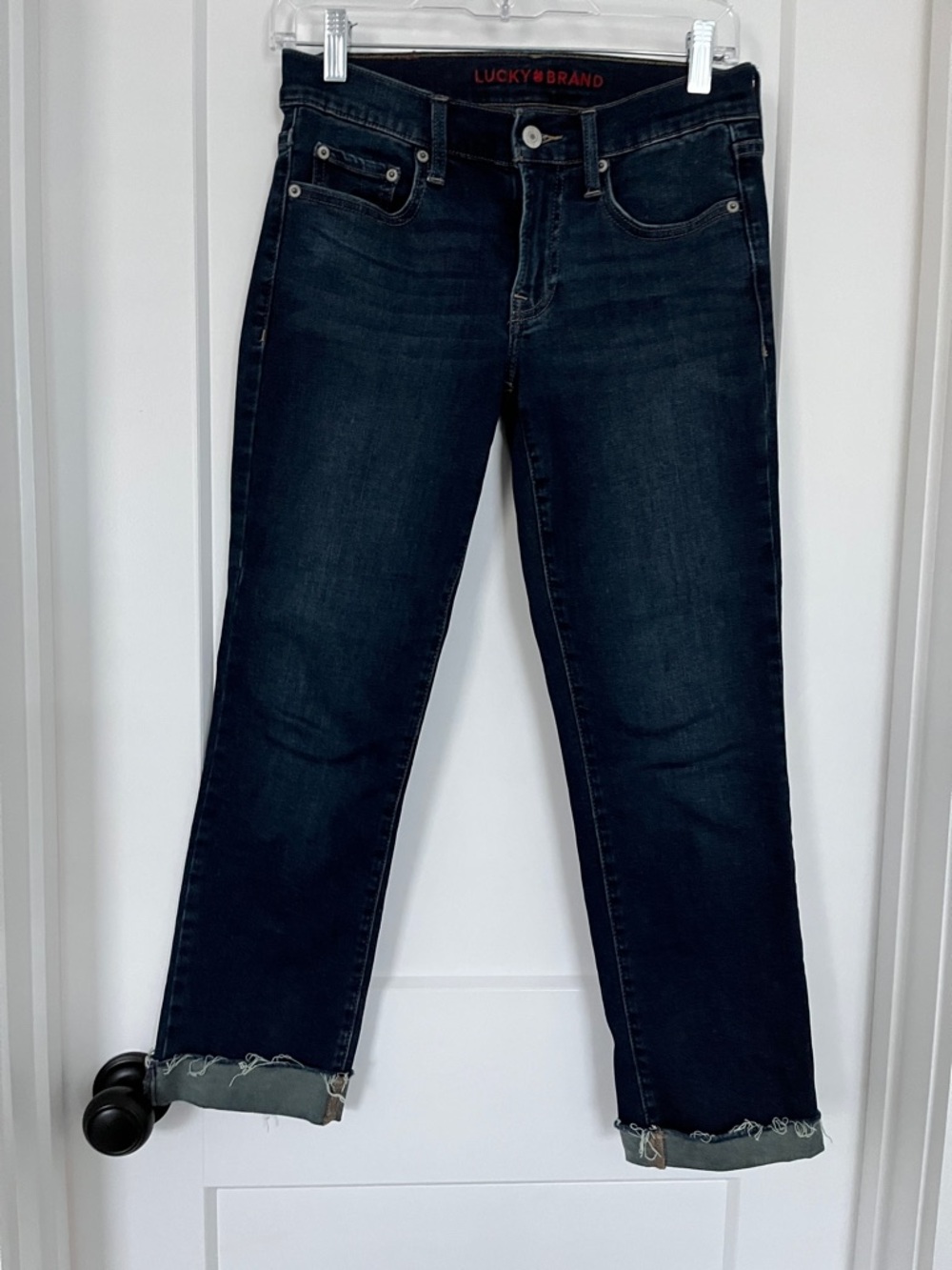 Lucky Brand Dark Indigo Cropped Straight Jeans